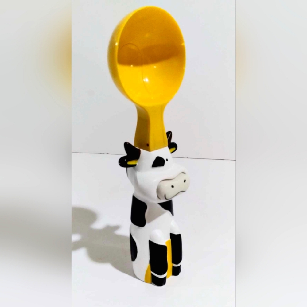 Yellow and Black Cow-Themed Ice Cream Scoop